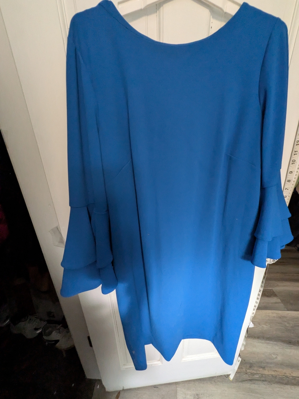 Calvin Klein Cobalt Blue Long Sleeve Ruffle Shift Dress 16W
